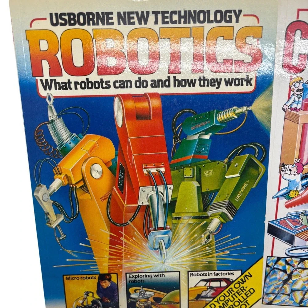 Vintage Usborne Robotics and Chemistry Science Books 1980s Hayes‎ STEM Set